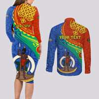 personalized-tafea-day-couples-matching-long-sleeve-bodycon-dress-and-long-sleeve-button-shirts-sand-drawing-vanuatuan-pattern