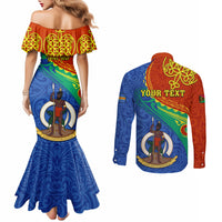 personalized-tafea-day-couples-matching-mermaid-dress-and-long-sleeve-button-shirts-sand-drawing-vanuatuan-pattern