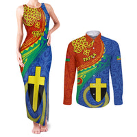 personalized-tafea-day-couples-matching-tank-maxi-dress-and-long-sleeve-button-shirts-sand-drawing-vanuatuan-pattern