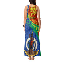 Personalized Tafea Day Tank Maxi Dress Sand Drawing Vanuatuan Pattern LT05 - Polynesian Pride