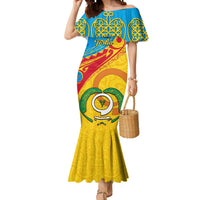 Torba Day Mermaid Dress Sand Drawing Vanuatuan Pattern LT05 Women Yellow - Polynesian Pride