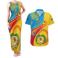 personalized-torba-day-couples-matching-tank-maxi-dress-and-hawaiian-shirt-sand-drawing-vanuatuan-pattern