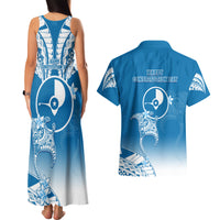 FSM Yap Constitution Day Couples Matching Tank Maxi Dress and Hawaiian Shirt Polynesian Batoids LT05 - Polynesian Pride