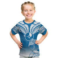 FSM Yap Constitution Day Kid T Shirt Polynesian Batoids LT05 Blue - Polynesian Pride