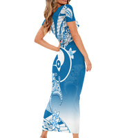 Personalised FSM Yap Constitution Day Short Sleeve Bodycon Dress Polynesian Batoids LT05 - Polynesian Pride