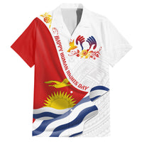 Personalised Kiribati Human Rights Day Family Matching Off Shoulder Maxi Dress and Hawaiian Shirt Polynesian Style LT05 Dad's Shirt - Short Sleeve White - Polynesian Pride