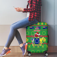 Cook Islands Christmas Luggage Cover Santa Coat Of Arms Meri Kiritimiti LT05 - Polynesian Pride