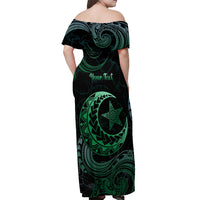 Personalised Polynesia Off Shoulder Maxi Dress With Islam Crescent And Star LT05 - Polynesian Pride