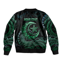 Personalised Polynesia Sleeve Zip Bomber Jacket With Islam Crescent And Star LT05 - Polynesian Pride
