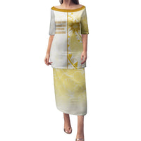 Personalised Polynesia Puletasi Bahai Faith Symbol LT05 Long Dress Yellow - Polynesian Pride