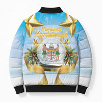 Fiji Christmas Bomber Puffer Jacket Snow Globe With Fijian Santa LT05
