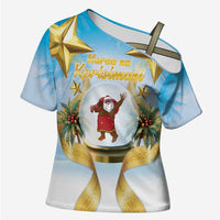 Fiji Christmas Cross Shoulder Shirt Snow Globe With Fijian Santa LT05