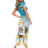 Fiji Christmas Family Matching Short Sleeve Bodycon Dress and Hawaiian Shirt Snow Globe With Fijian Santa LT05
