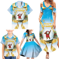 Fiji Christmas Family Matching Summer Maxi Dress and Hawaiian Shirt Snow Globe With Fijian Santa LT05