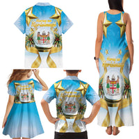 Fiji Christmas Family Matching Tank Maxi Dress and Hawaiian Shirt Snow Globe With Fijian Santa LT05