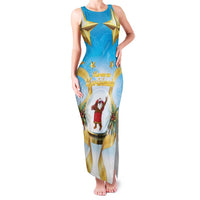 Fiji Christmas Family Matching Tank Maxi Dress and Hawaiian Shirt Snow Globe With Fijian Santa LT05