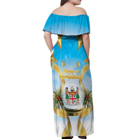 Fiji Christmas Off Shoulder Maxi Dress Snow Globe With Fijian Santa LT05