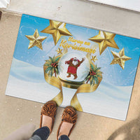 Fiji Christmas Rubber Doormat Snow Globe With Fijian Santa LT05