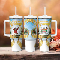 Fiji Christmas Tumbler With Handle Snow Globe With Fijian Santa LT05