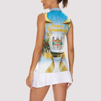 Fiji Christmas Women Sleeveless Polo Shirt Snow Globe With Fijian Santa LT05
