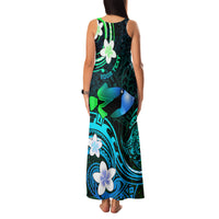 Personalised Hawaii Humuhumu Reef Triggerfish Family Matching Tank Maxi Dress and Hawaiian Shirt Turquoise With Plumeria LT05 - Polynesian Pride
