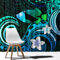 Hawaii Humuhumu Reef Triggerfish Window Curtain Turquoise With Plumeria LT05 - Polynesian Pride