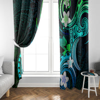 Hawaii Humuhumu Reef Triggerfish Window Curtain Turquoise With Plumeria LT05 - Polynesian Pride