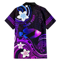 Personalised Hawaii Humuhumu Reef Triggerfish Family Matching Tank Maxi Dress and Hawaiian Shirt Violet With Plumeria LT05 - Polynesian Pride