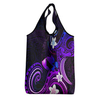 Hawaii Humuhumu Reef Triggerfish Grocery Bag Violet With Plumeria