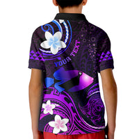 Personalised Hawaii Humuhumu Reef Triggerfish Kid Polo Shirt Violet With Plumeria LT05 - Polynesian Pride