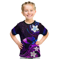 Personalised Hawaii Humuhumu Reef Triggerfish Kid T Shirt Violet With Plumeria LT05 Violet - Polynesian Pride