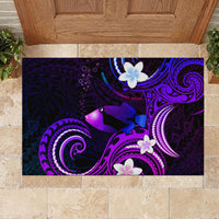 Hawaii Humuhumu Reef Triggerfish Rubber Doormat Violet With Plumeria LT05 - Polynesian Pride