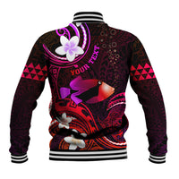Personalised Hawaii Humuhumu Reef Triggerfish Baseball Jacket Maroon With Plumeria LT05 - Polynesian Pride