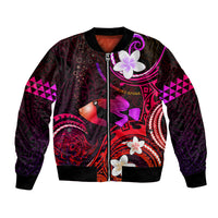 Personalised Hawaii Humuhumu Reef Triggerfish Bomber Jacket Maroon With Plumeria LT05 Unisex Maroon - Polynesian Pride