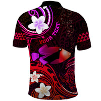 Personalised Hawaii Humuhumu Reef Triggerfish Polo Shirt Maroon With Plumeria LT05 - Polynesian Pride