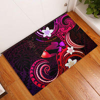 Hawaii Humuhumu Reef Triggerfish Rubber Doormat Maroon With Plumeria LT05 Maroon - Polynesian Pride