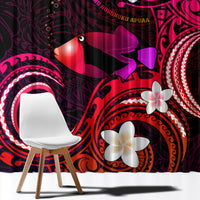 Hawaii Humuhumu Reef Triggerfish Window Curtain Maroon With Plumeria LT05 - Polynesian Pride