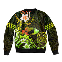 Personalised Hawaii Humuhumu Reef Triggerfish Bomber Jacket Reggae With Plumeria LT05 - Polynesian Pride