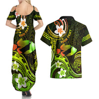 Personalised Hawaii Humuhumu Reef Triggerfish Couples Matching Summer Maxi Dress and Hawaiian Shirt Reggae With Plumeria LT05 - Polynesian Pride