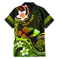 Personalised Hawaii Humuhumu Reef Triggerfish Family Matching Long Sleeve Bodycon Dress and Hawaiian Shirt Reggae With Plumeria LT05 - Polynesian Pride