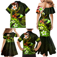 Personalised Hawaii Humuhumu Reef Triggerfish Family Matching Mermaid Dress and Hawaiian Shirt Reggae With Plumeria LT05 - Polynesian Pride