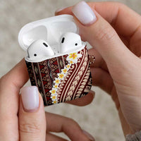 Red Vintage Tonga Ngatu Pattern With Plumeria AirPods Case - Polynesian Pride
