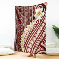 Red Vintage Tonga Ngatu Pattern With Plumeria Blanket - Polynesian Pride