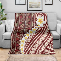 Red Vintage Tonga Ngatu Pattern With Plumeria Blanket - Polynesian Pride