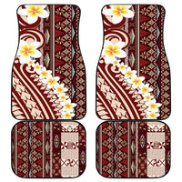 Red Vintage Tonga Ngatu Pattern With Plumeria Car Mats - Polynesian Pride