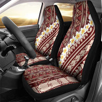 Red Vintage Tonga Ngatu Pattern With Plumeria Car Seat Cover - Polynesian Pride