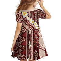 Red Vintage Tonga Ngatu Pattern With Plumeria Family Matching Off Shoulder Maxi Dress and Hawaiian Shirt - Polynesian Pride