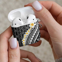 Black Vintage Tonga Ngatu Pattern With Plumeria AirPods Case - Polynesian Pride