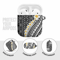 Black Vintage Tonga Ngatu Pattern With Plumeria AirPods Case - Polynesian Pride