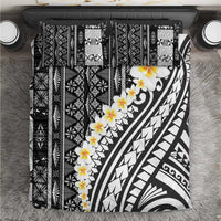 Black Vintage Tonga Ngatu Pattern With Plumeria Bedding Set - Polynesian Pride